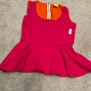 Stylish Pink and Orange Women's Peplum Top zip up back —